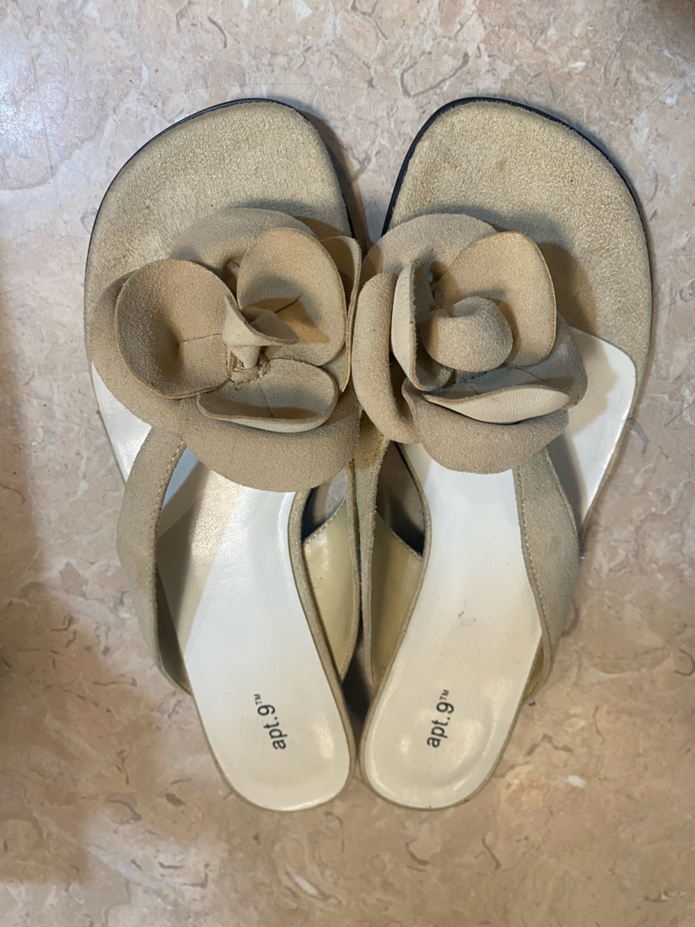 Apt. 9 Tan Suede Floral Slip-On Mules